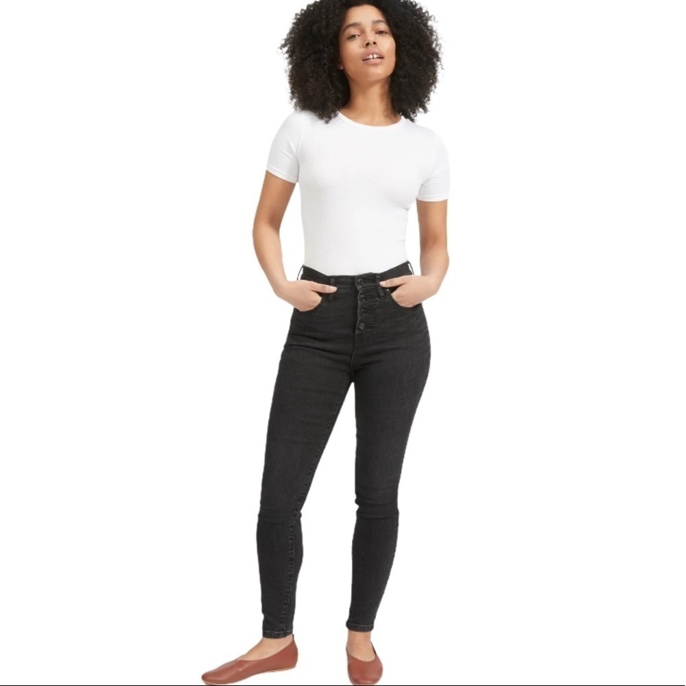 Everlane‎ Black Authentic Stretch High Rise Skinny Ankle Jeans Size 23 NWT